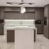 Коричневая кухня с высокими шкафы - фото 1