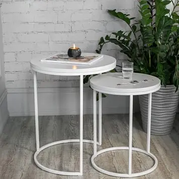 Анонс Комплект журнальных столиков, массив дуба белый komplekt-zhurnalnykh-stolikov-