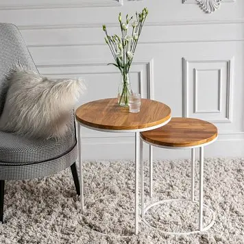 Анонс Комплект журнальных столиков, массив дуба белый/натуральный/дерево komplekt-zhurnalnykh-stolikov-der