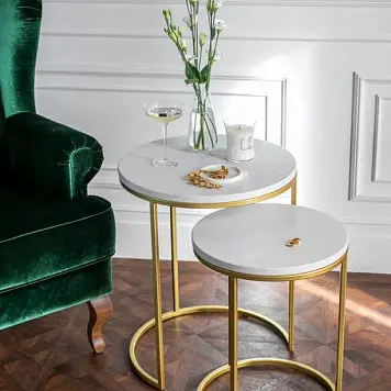 Анонс Комплект журнальных столиков, массив дуба золото/белый komplekt-zhurnalnykh-stolikov-zoloto-bel