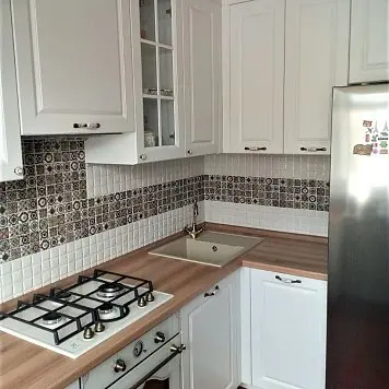 Угловая белая кухня 003 Угловая белая кухня 003 фото №1