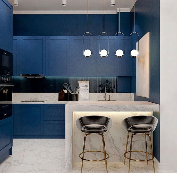 Синяя кухонная мебель 212