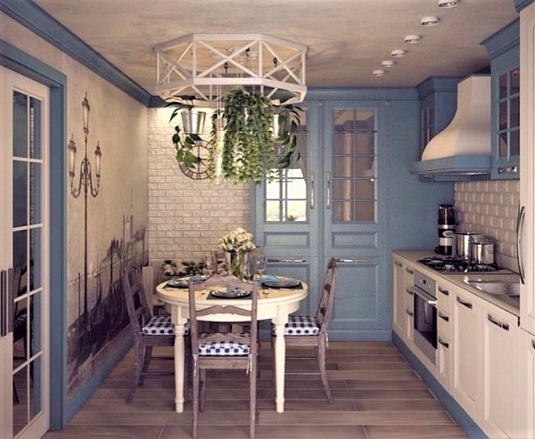 Кухонная мебель в голубом цвете 141