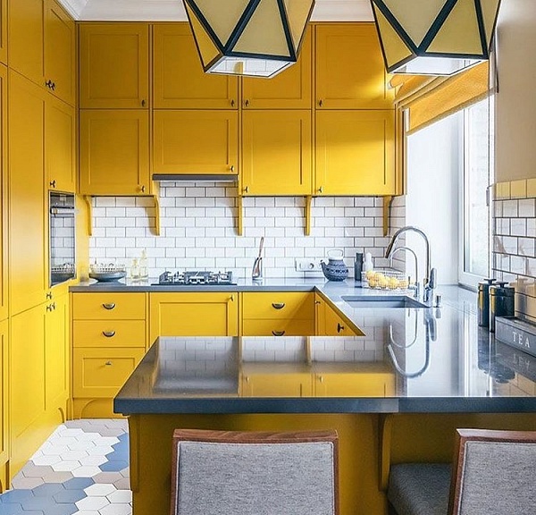 Желтый кухонный гарнитур 134